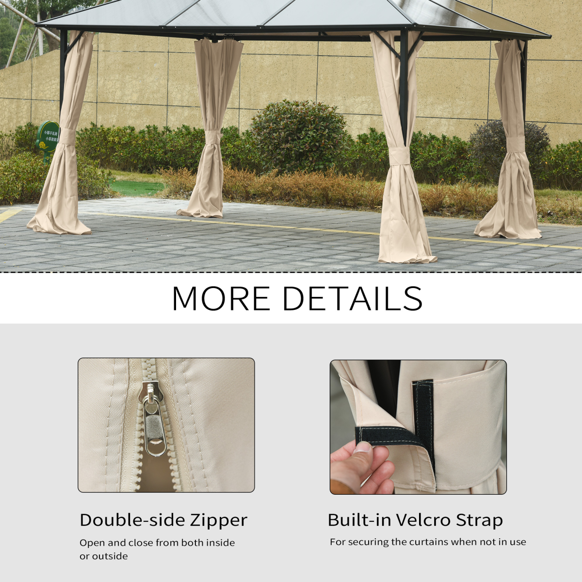 4-Pack Privacy Sidewalls for 3 x 4m Outsunny Gazebo, Thick Polyester Panels