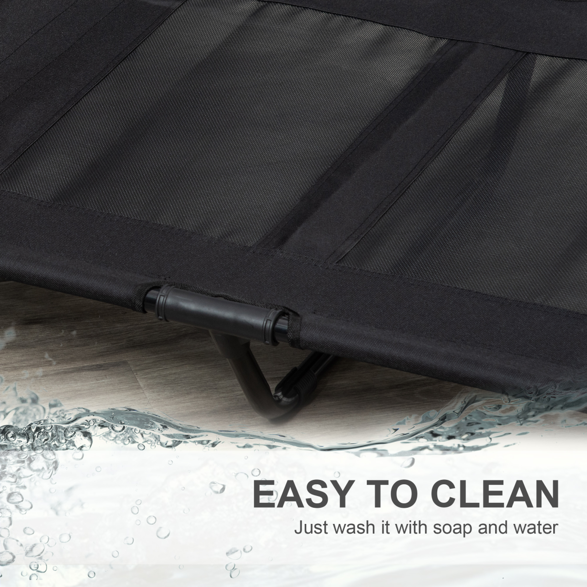 PawHut Large Elevated Pet Cot Bed, Portable Dog Cat Sleep Bed, Outdoor Camping, Black