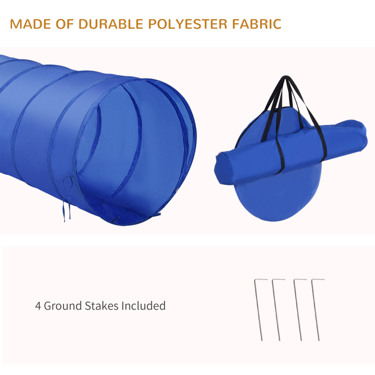 Pawhut Dog Agility Training Equipment with Poles, Hurdle, Tunnel, Adjustable Jump Height, Ground Spikes and Portable Bag