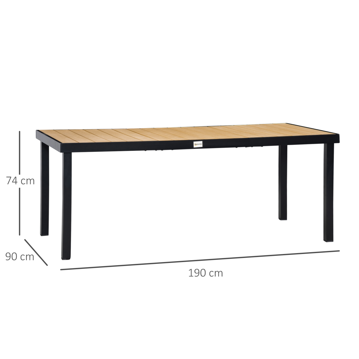 Outsunny 8-Seater Outdoor Dining Table, Aluminium Frame, Natural