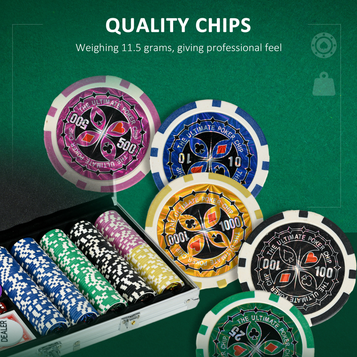 SPORTNOW 500-Piece Poker Chip Set with Mat, Case & 2 Decks