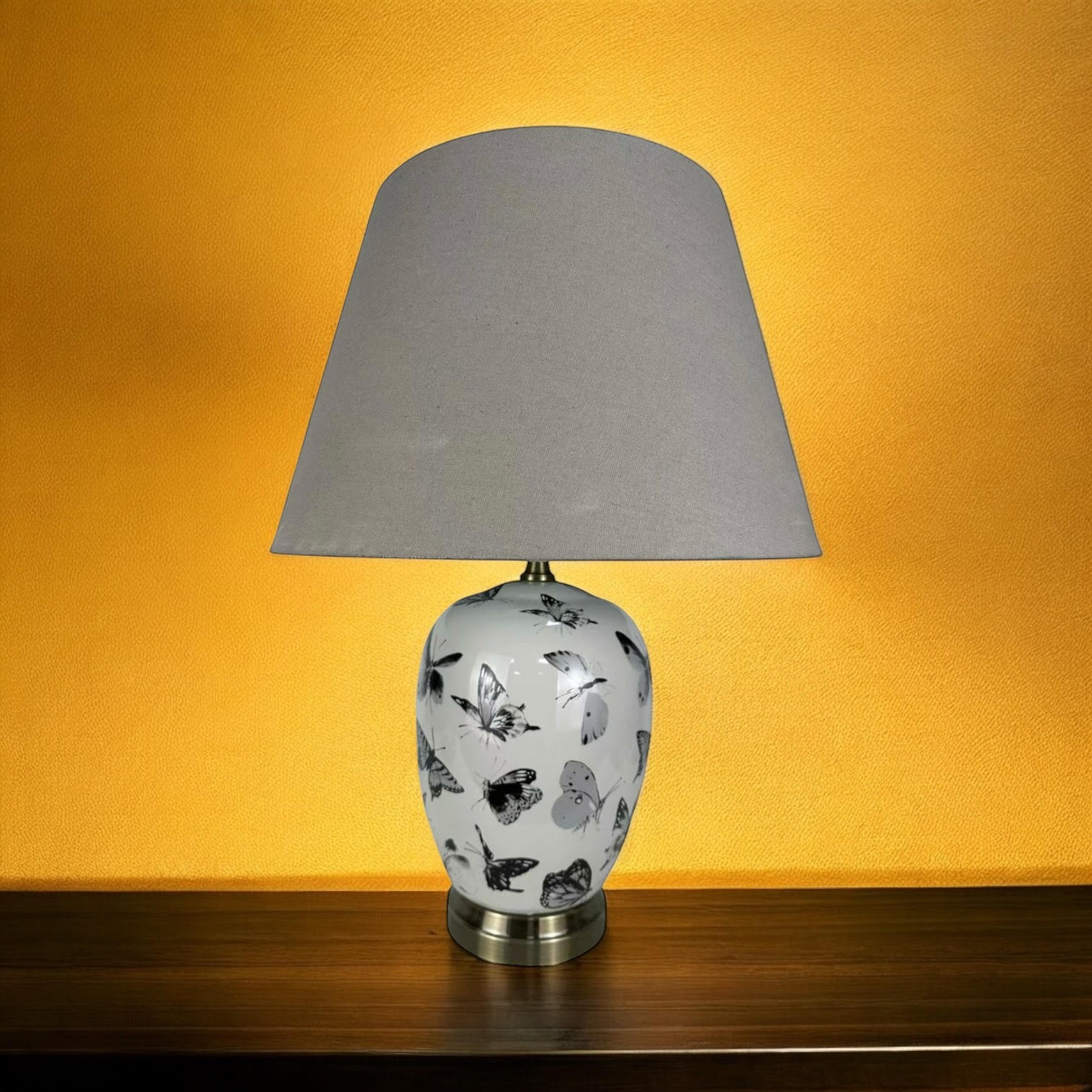 MSL 41cm Traditional Ceramic Table Lamp with Shade, Inline Rocker Switch, Double Insulated