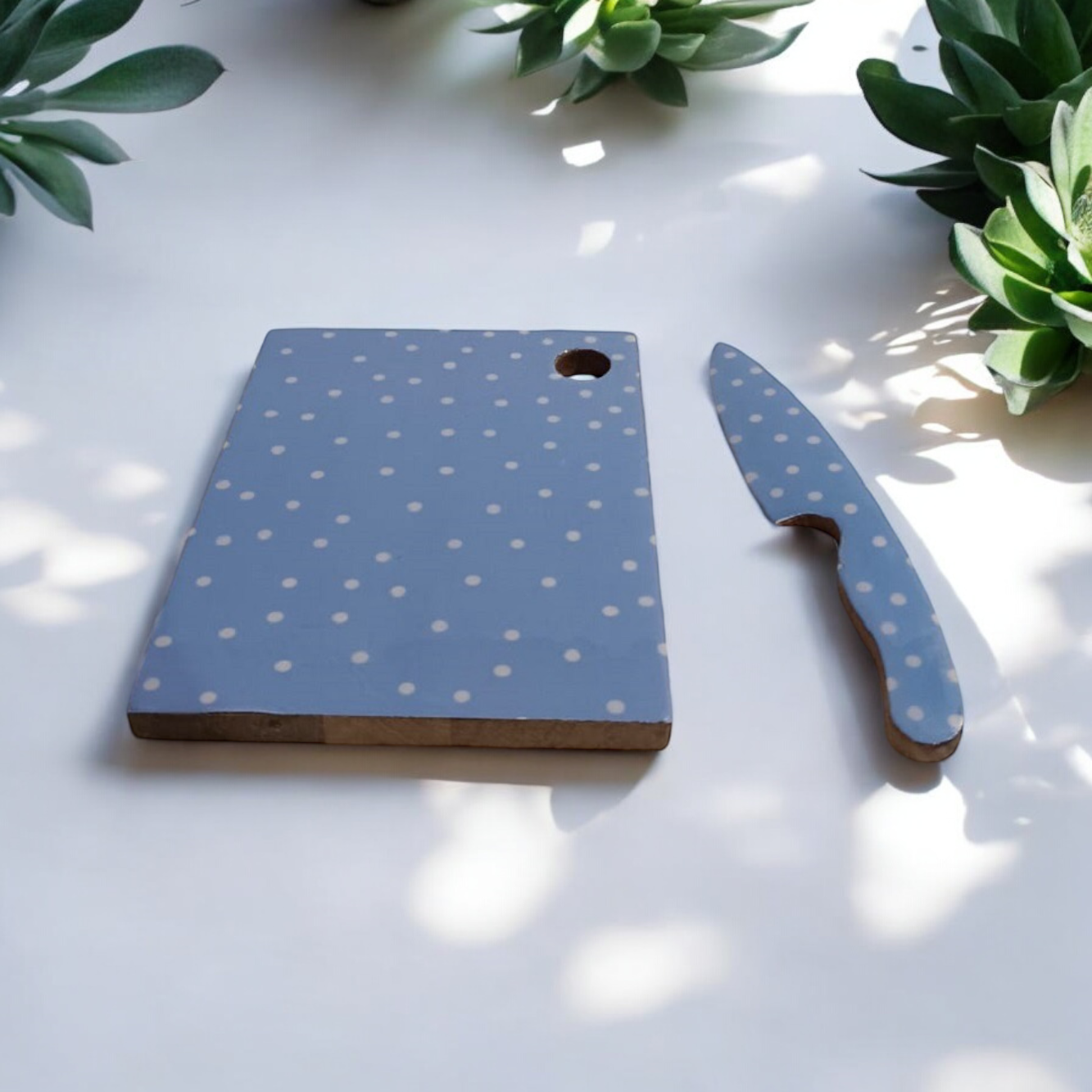 23cm MDF Chopping Board with Knife, Non-Slip Non-Stick Double-Sided Board