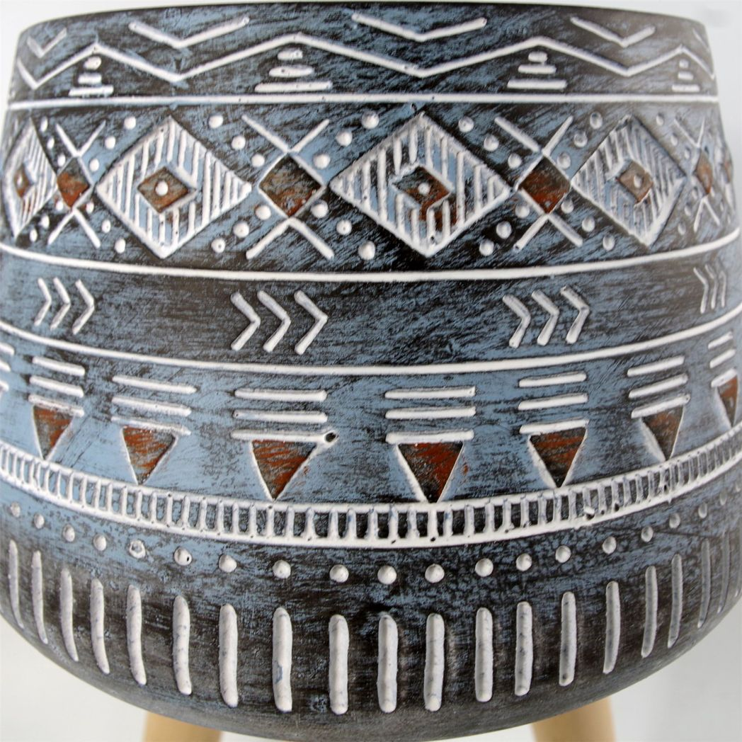 Leaf 44cm x 26cm Aztec Blue Fibreglass Composite Large Planter