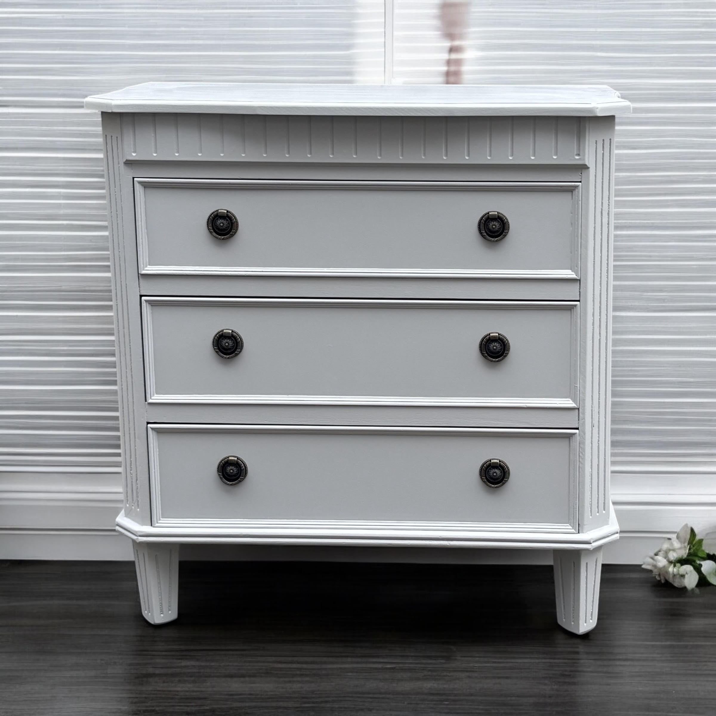 MSL 68cm 3 Drawer Wooden Chest of Drawers with Hand Finished Wooden Top