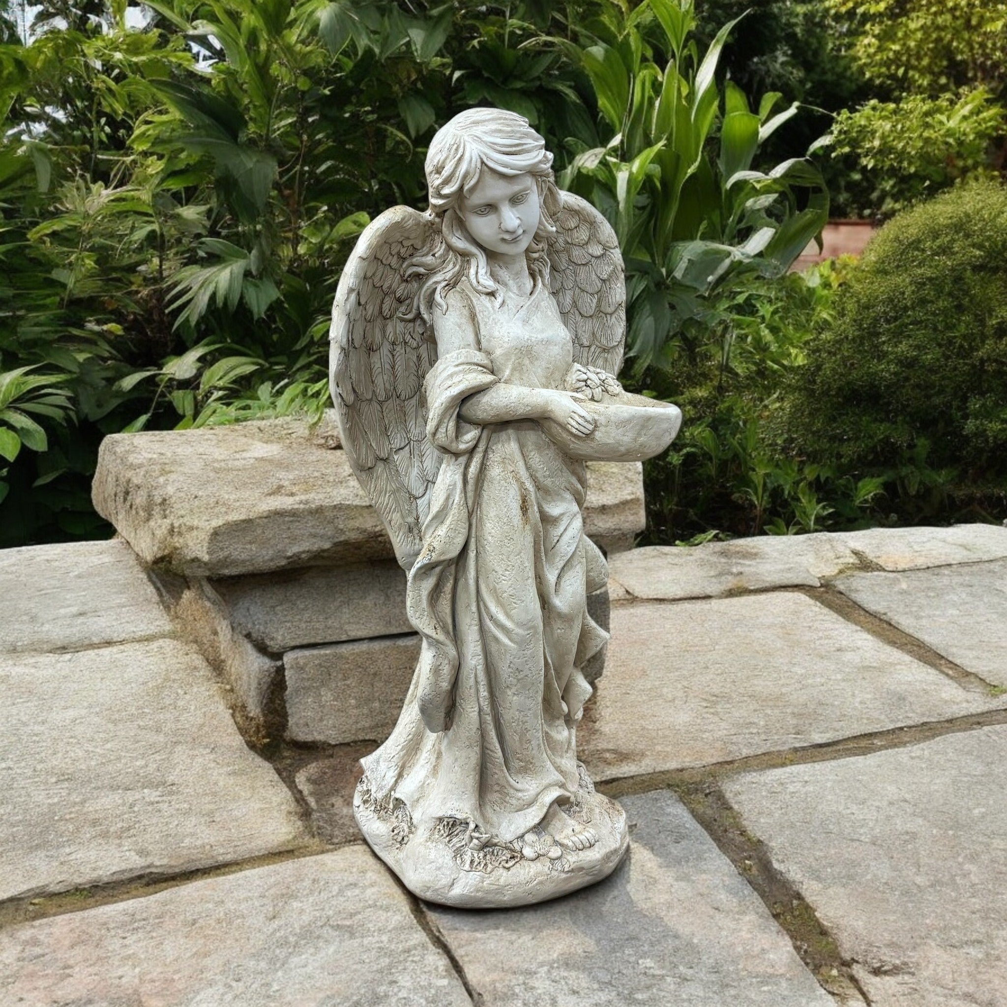 78cm Angel Statue with Detailed Wings, Indoor or Outdoor Decor, Memorial and Garden Ornament