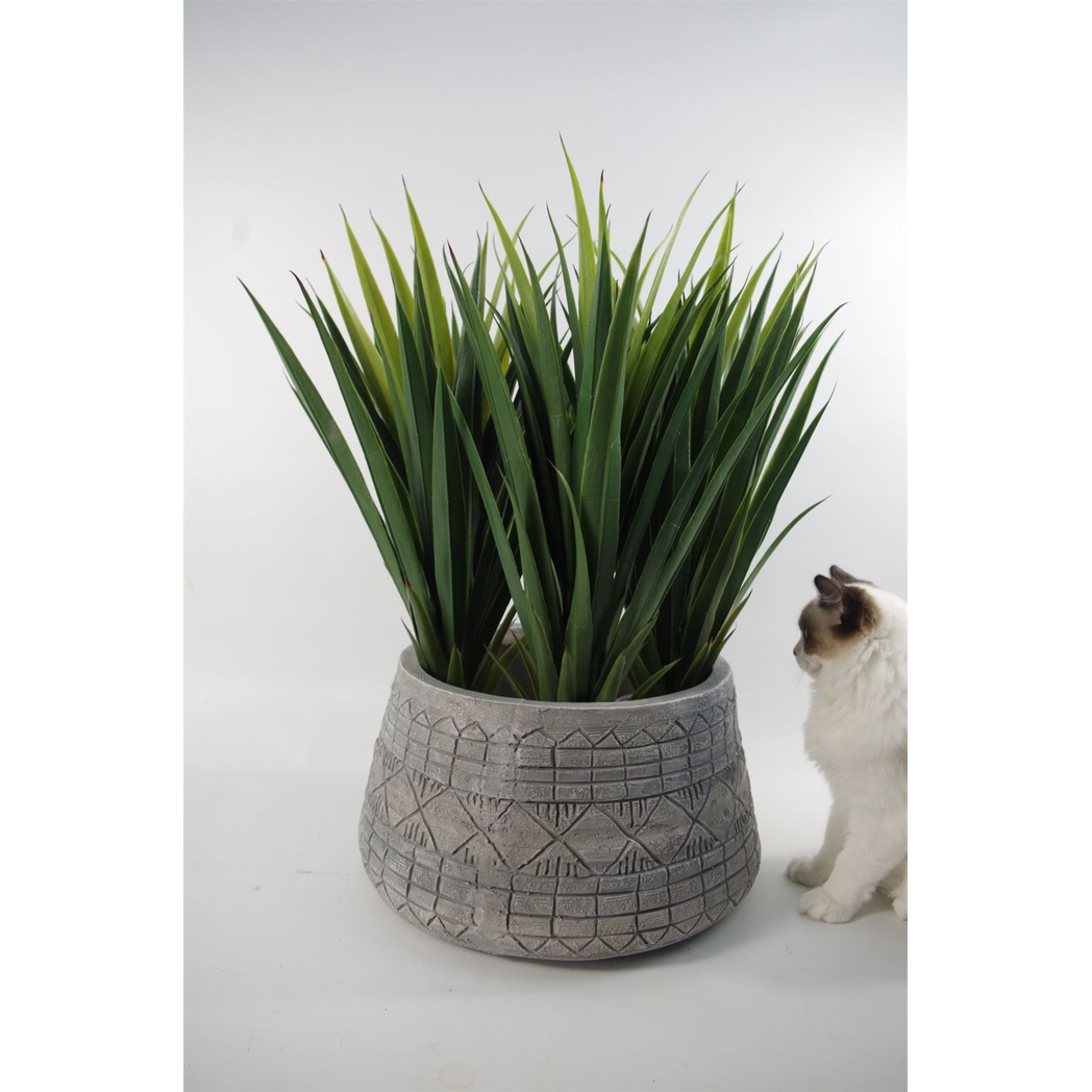 Leaf Large Grey Gliese Embossed Fibreglass Composite Planter, 37 x 37 x 22cm