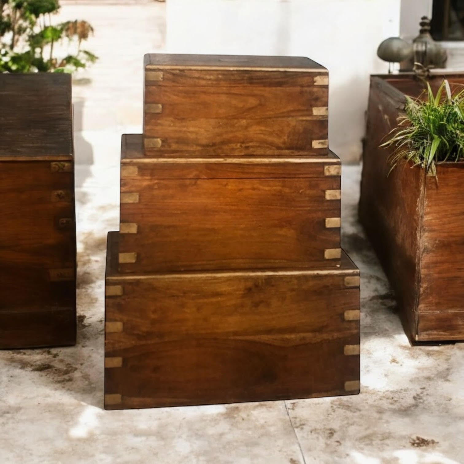 MSL 90cm Set of 3 Wooden Chests