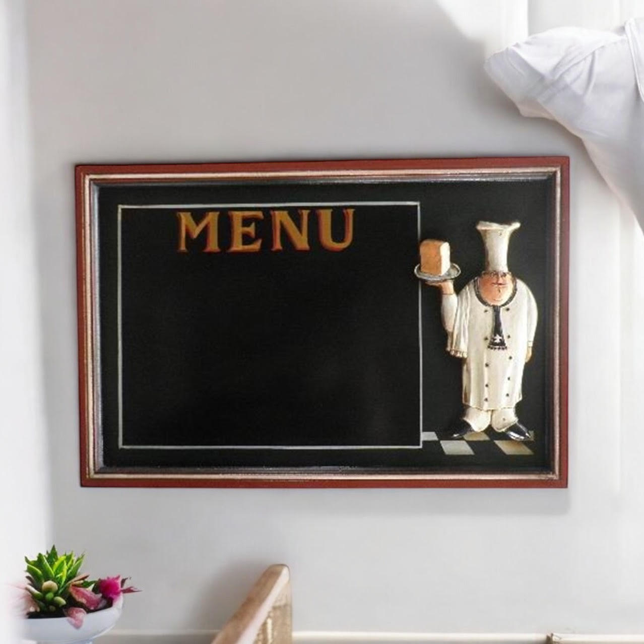 MSL 60 x 40 cm Chef Menu Blackboard with Hanging Hook, Easy Wipe Clean