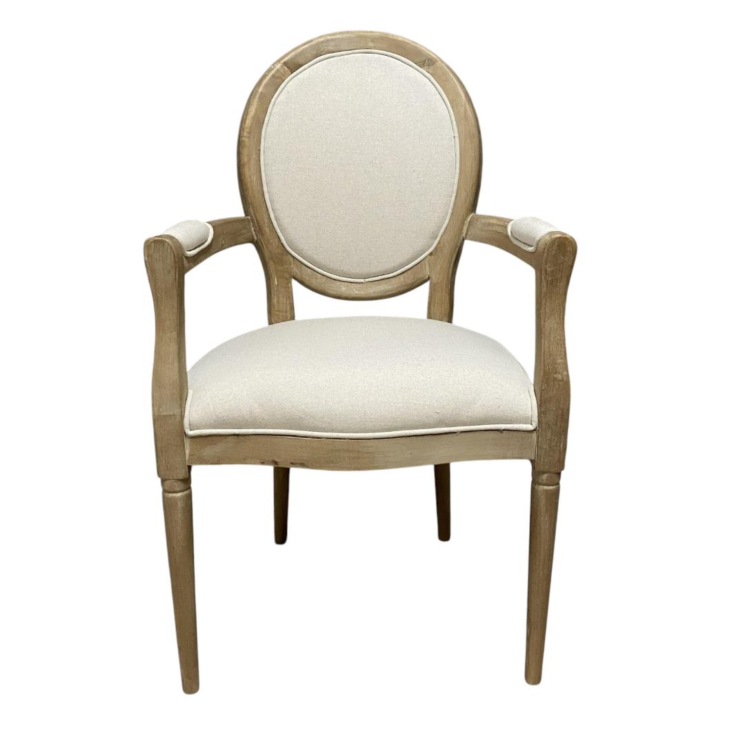 MSL 94cm Linen Fabric Louis Dining Chair with Stud Detail