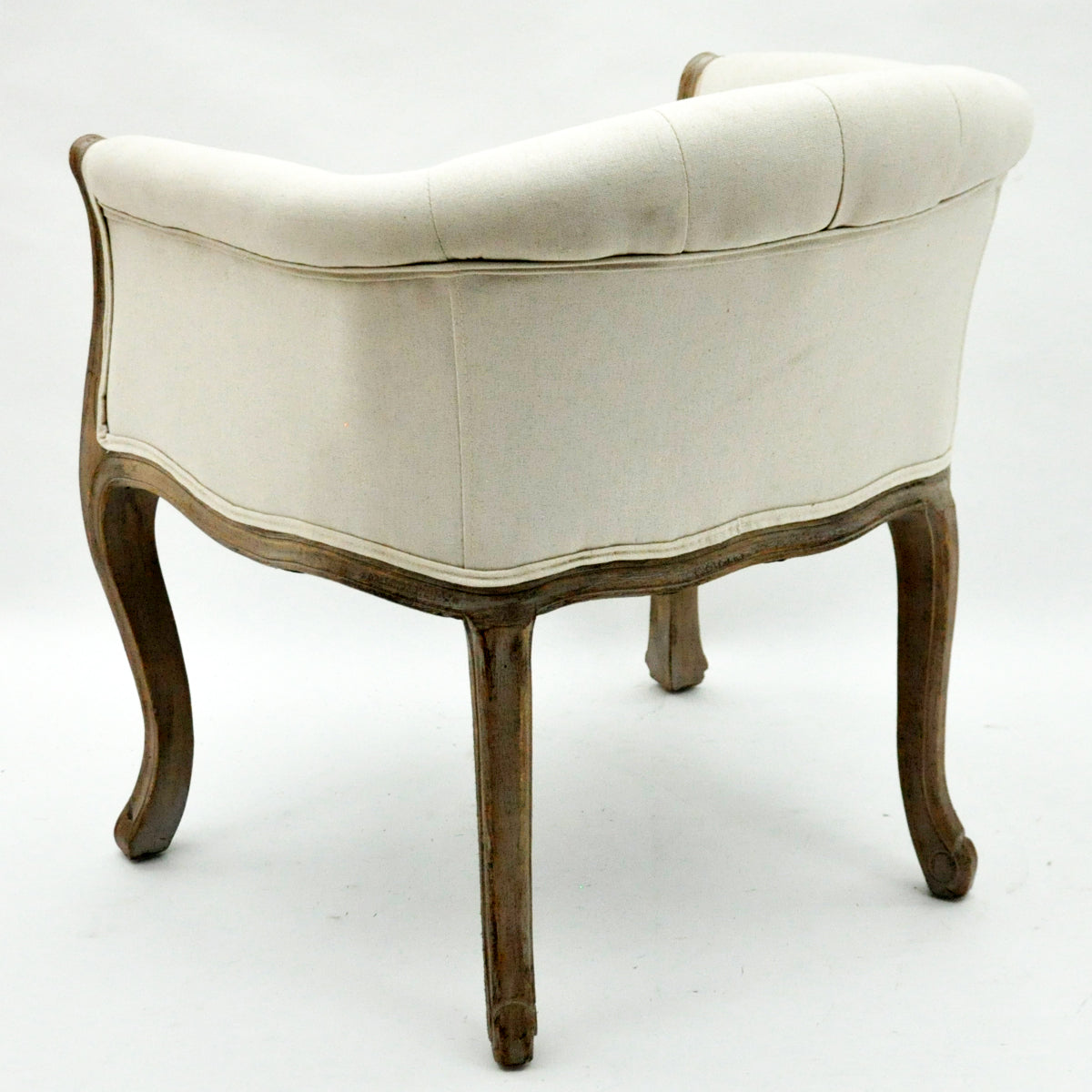 Natural FR Linen Fabric Louis Chair with Stud Details