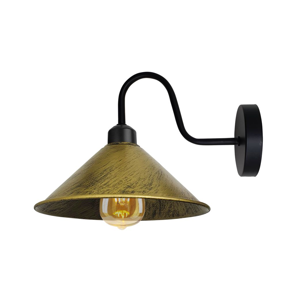 Vintage Metal Wall Sconce Light, E27 Hardwired, Cone Shade