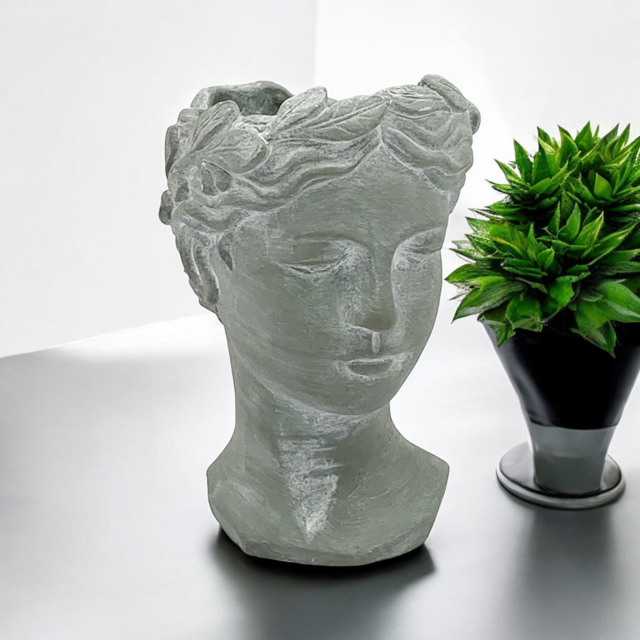 MSL 35cm Grey Cement Bust Pot