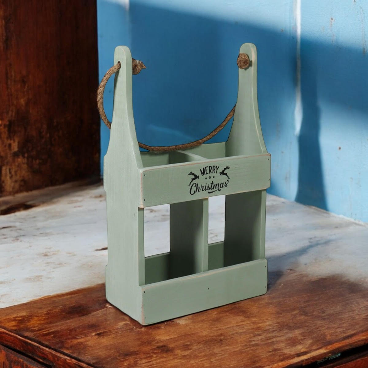 MSL 39CM Rustic Green 2-Bottle Wine Caddy