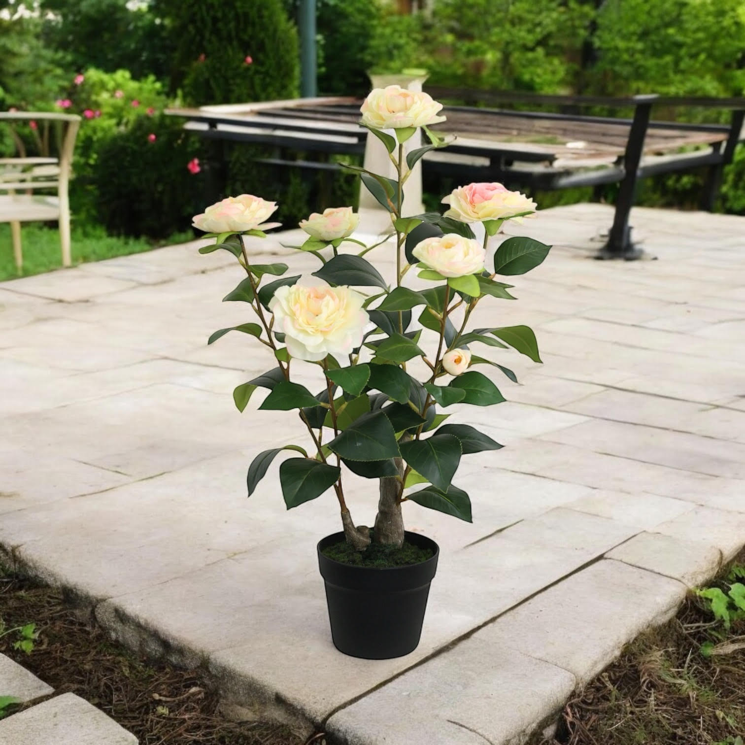 MSL 58CM Artificial Camellia Plant, Realistic Design, Maintenance Free