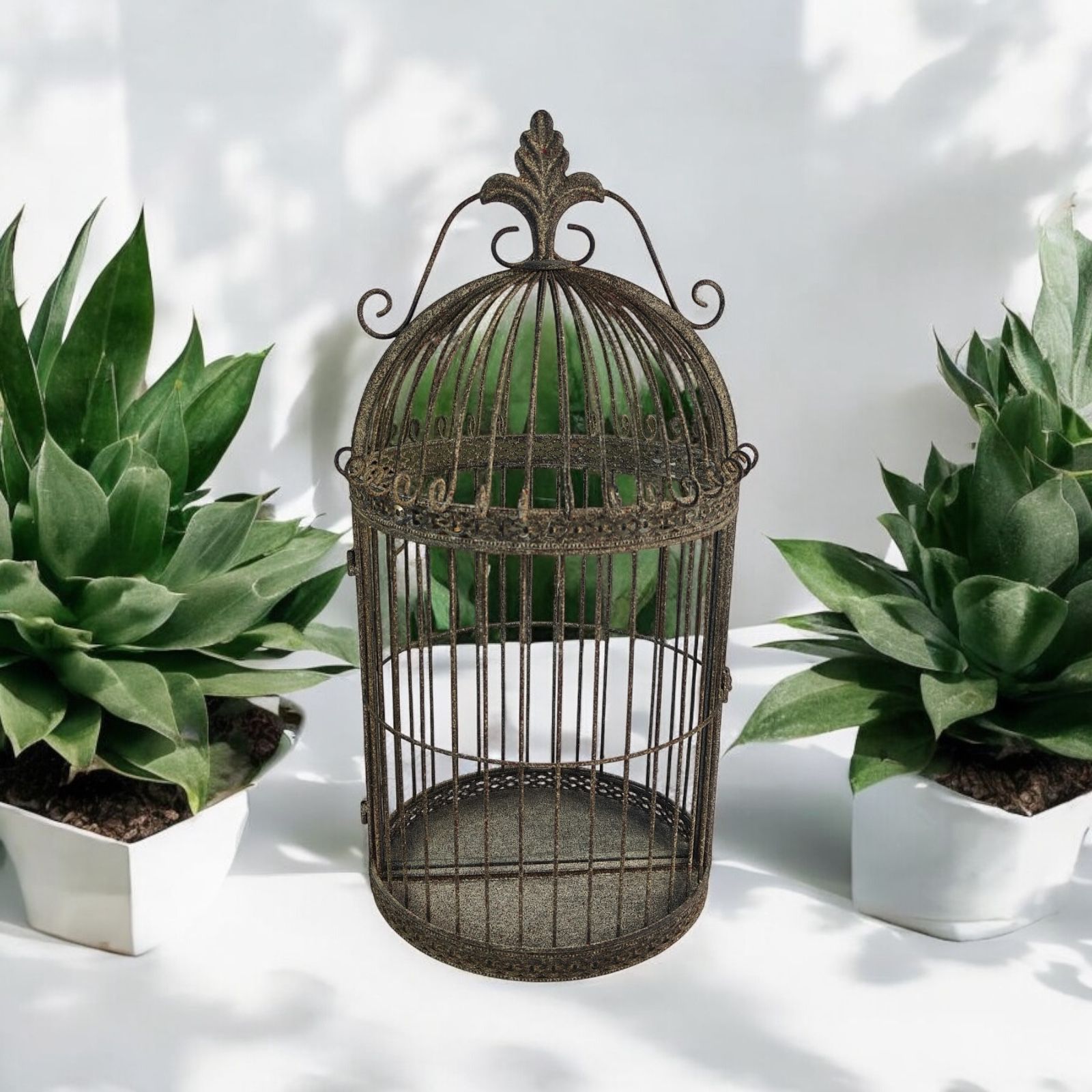 MSL 63cm Metal Cage Wall Mirror Decorative Garden Accessory