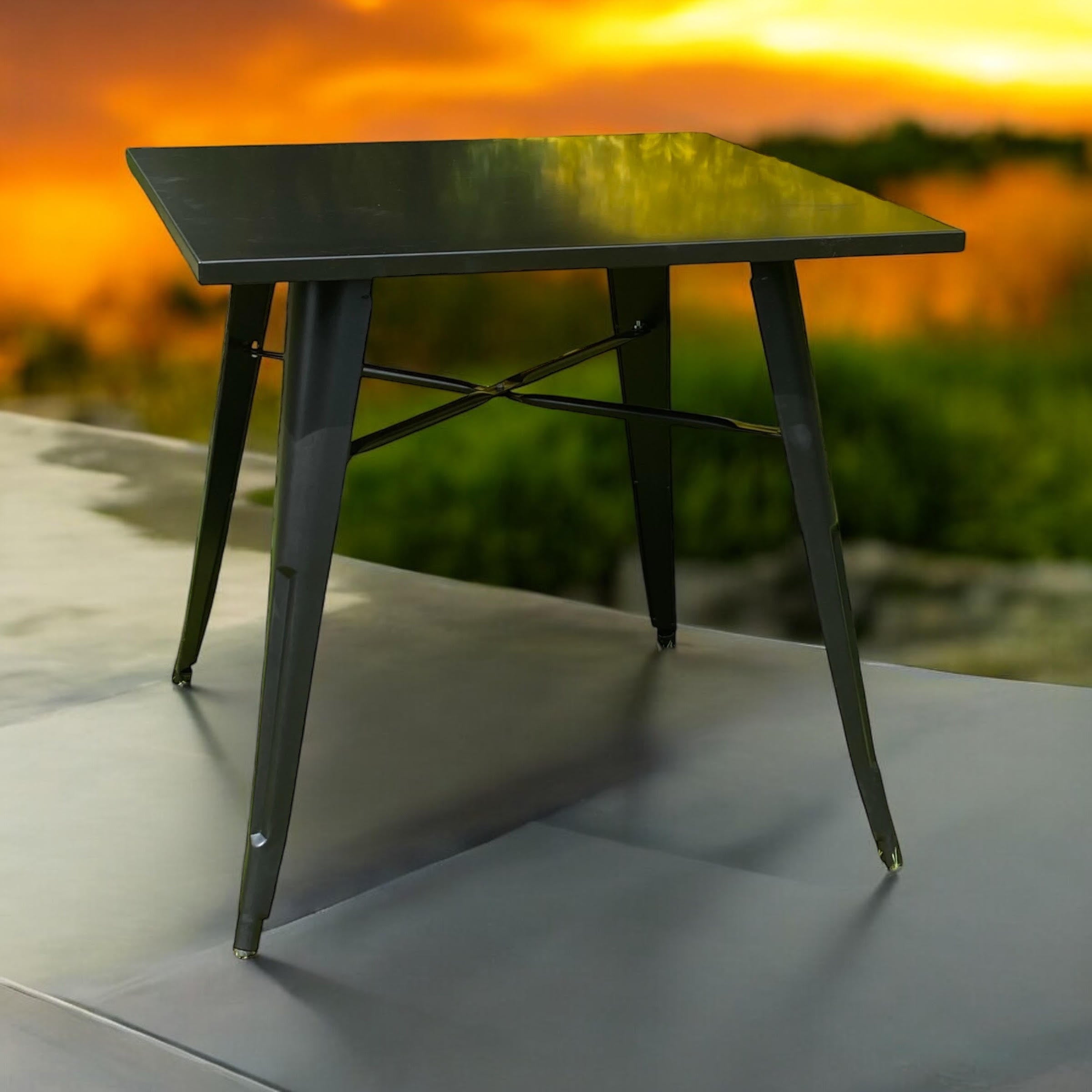 MSL Black Powder-Coated Metal Outdoor Bar Table 80 x 80 x 76 cm