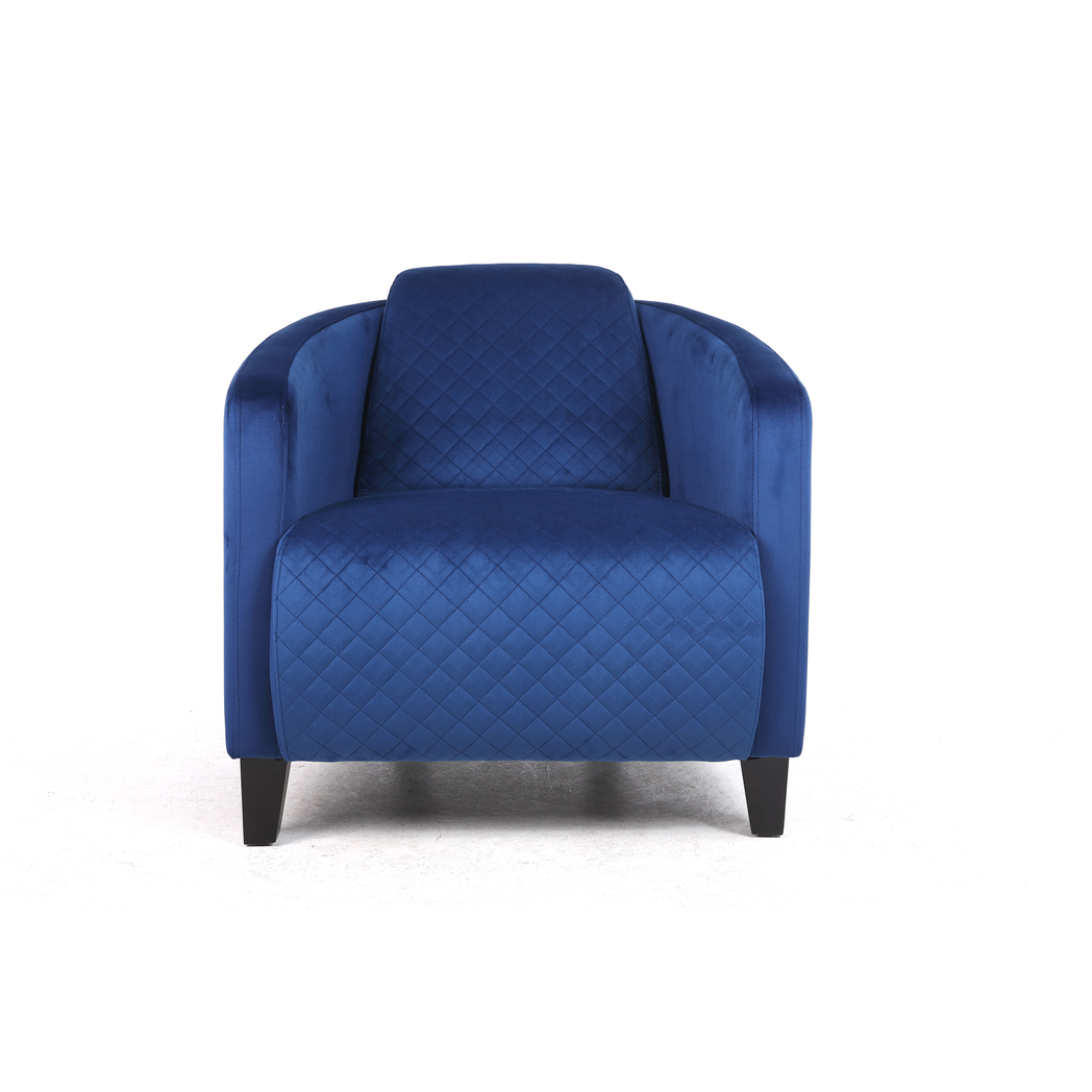 MSL 86cm Blue Velvet Armchair with Black Legs