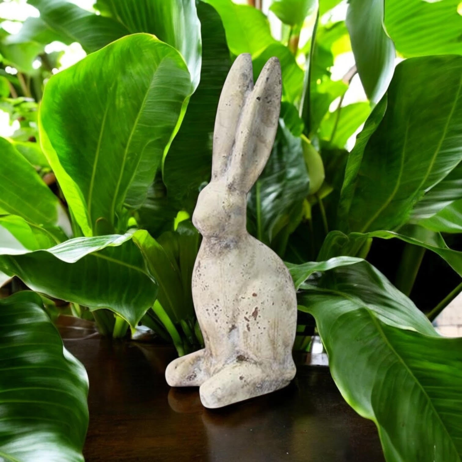 MSL 26cm Cream Cement Rabbit Garden Ornament