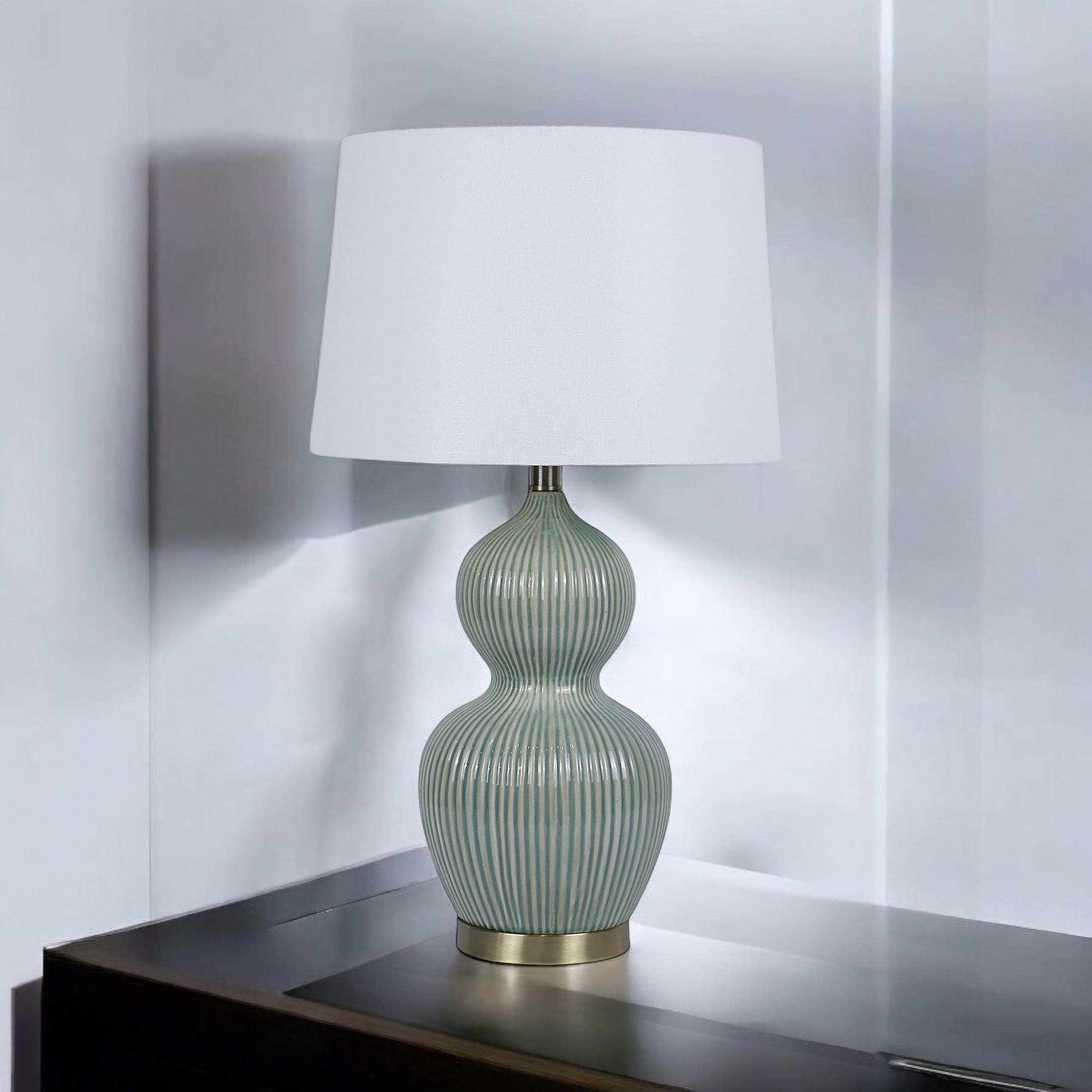 MSL 39cm Traditional Ceramic Table Lamp with Shade, Inline Rocker Switch, Double Insulated