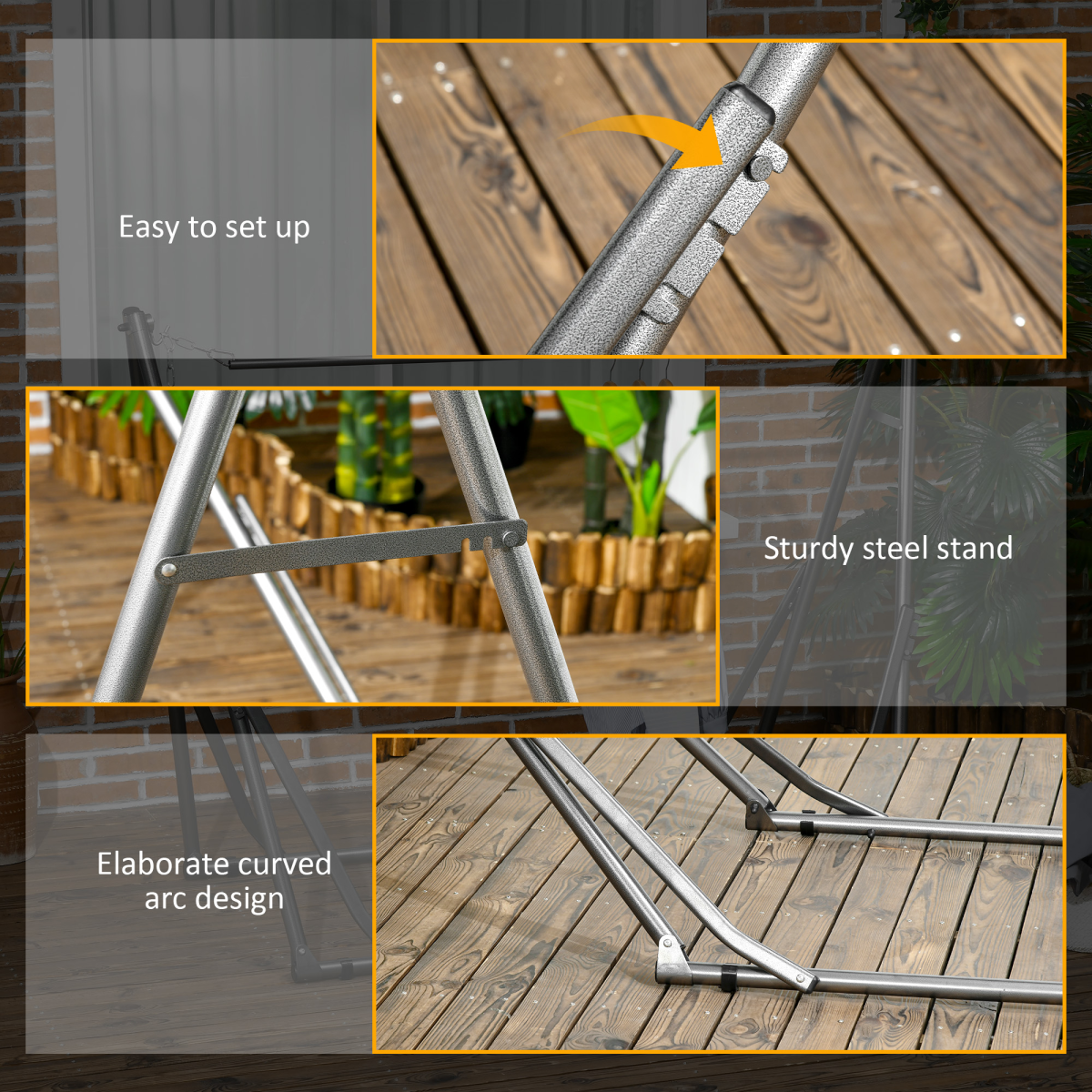 Outsunny Foldable 2-in-1 Hammock Stand & Clothes Drying Rack