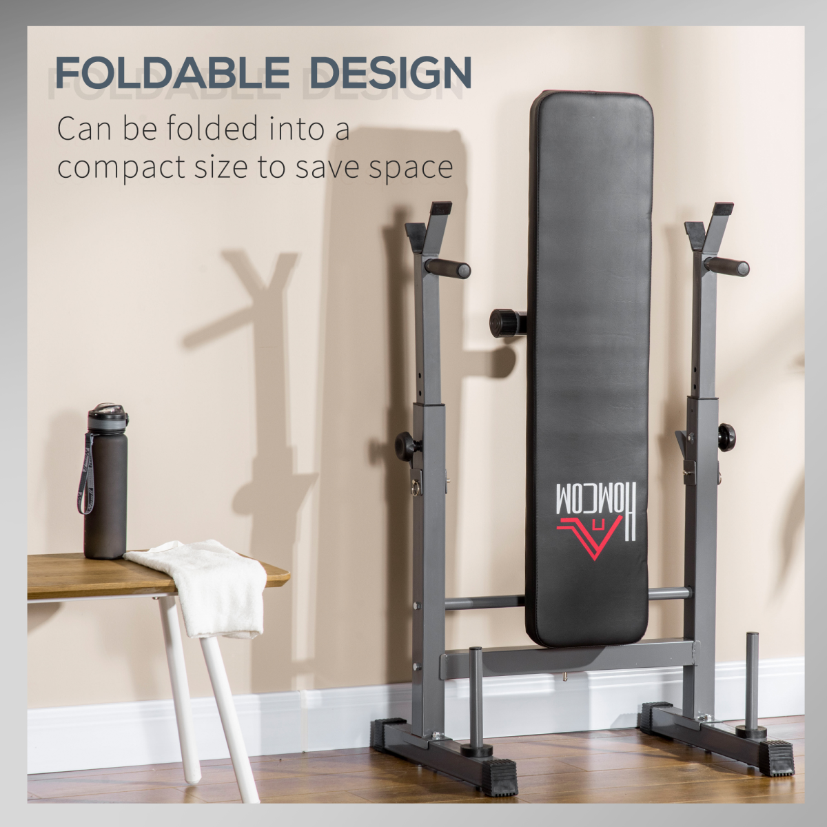 Foldable Adjustable Weight Bench with Barbell Rack and Dip Station