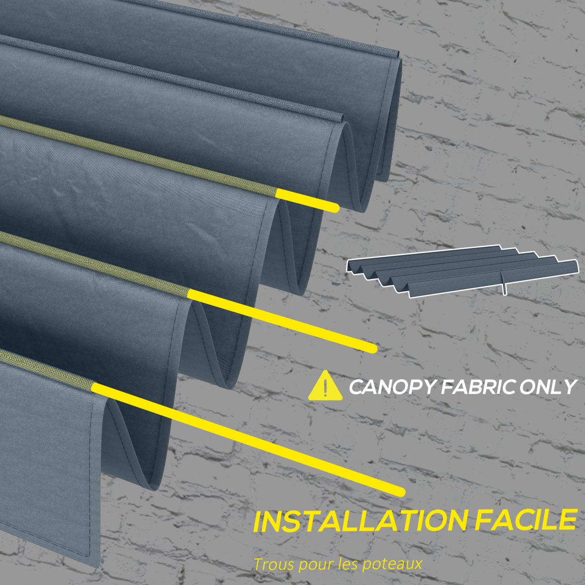 Outsunny Pergola Sun Shade Cover Roof Replacement for 3 x 2.15m Pergola, Grey