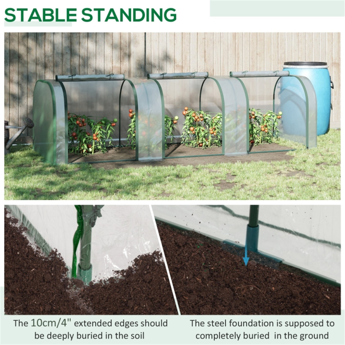 Mini Greenhouse with Steel Frame, PVC Cover and Roll-Up Doors