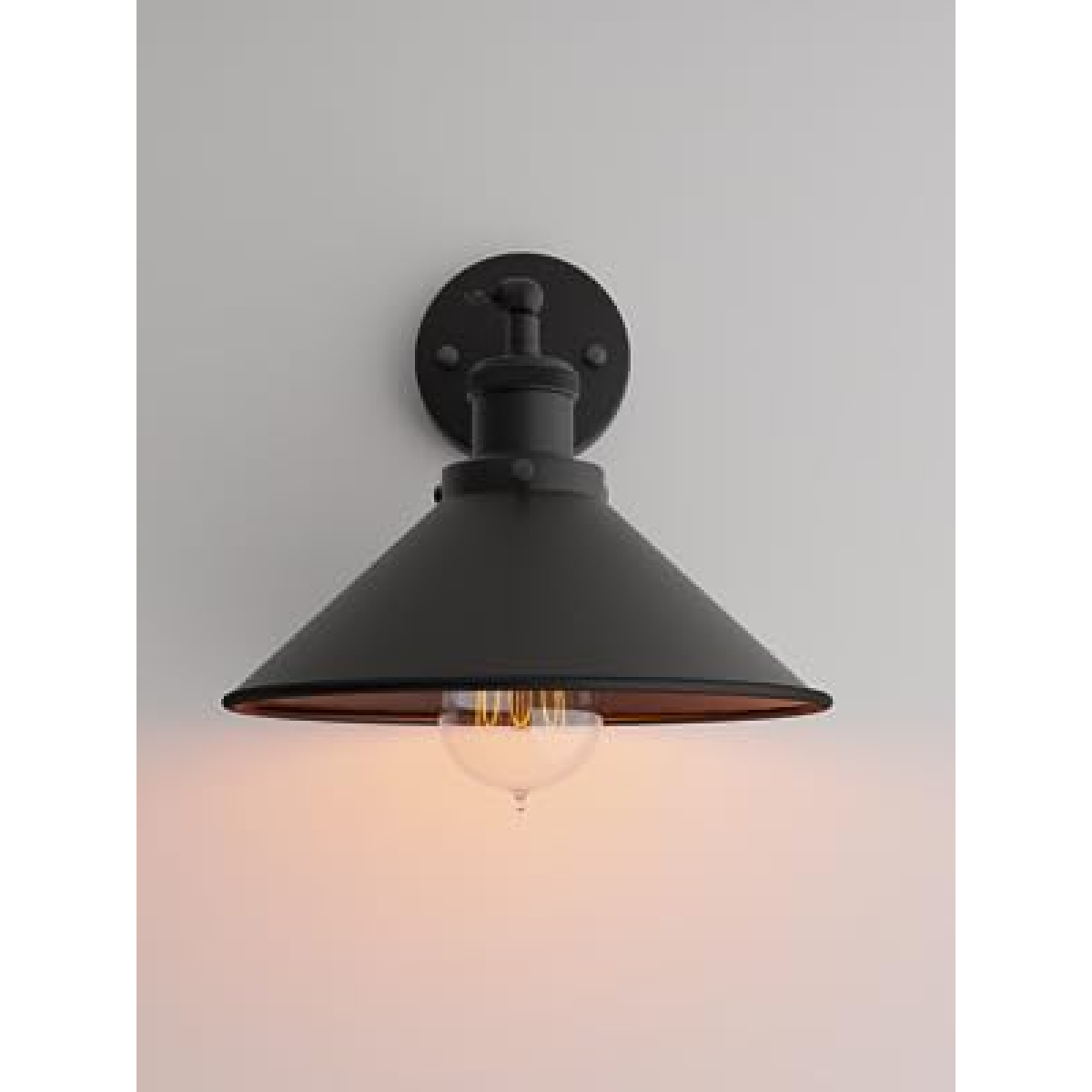 Black Vintage Retro Cone Shade Wall Sconce with E27 Holder