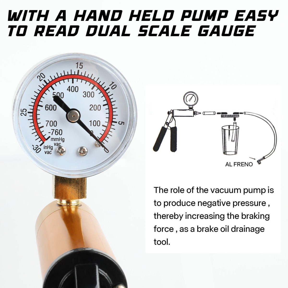 Hand-Held Brake Bleeder Tester Set Car Motorbike Bleeding Vacuum Pump Bleed Tool