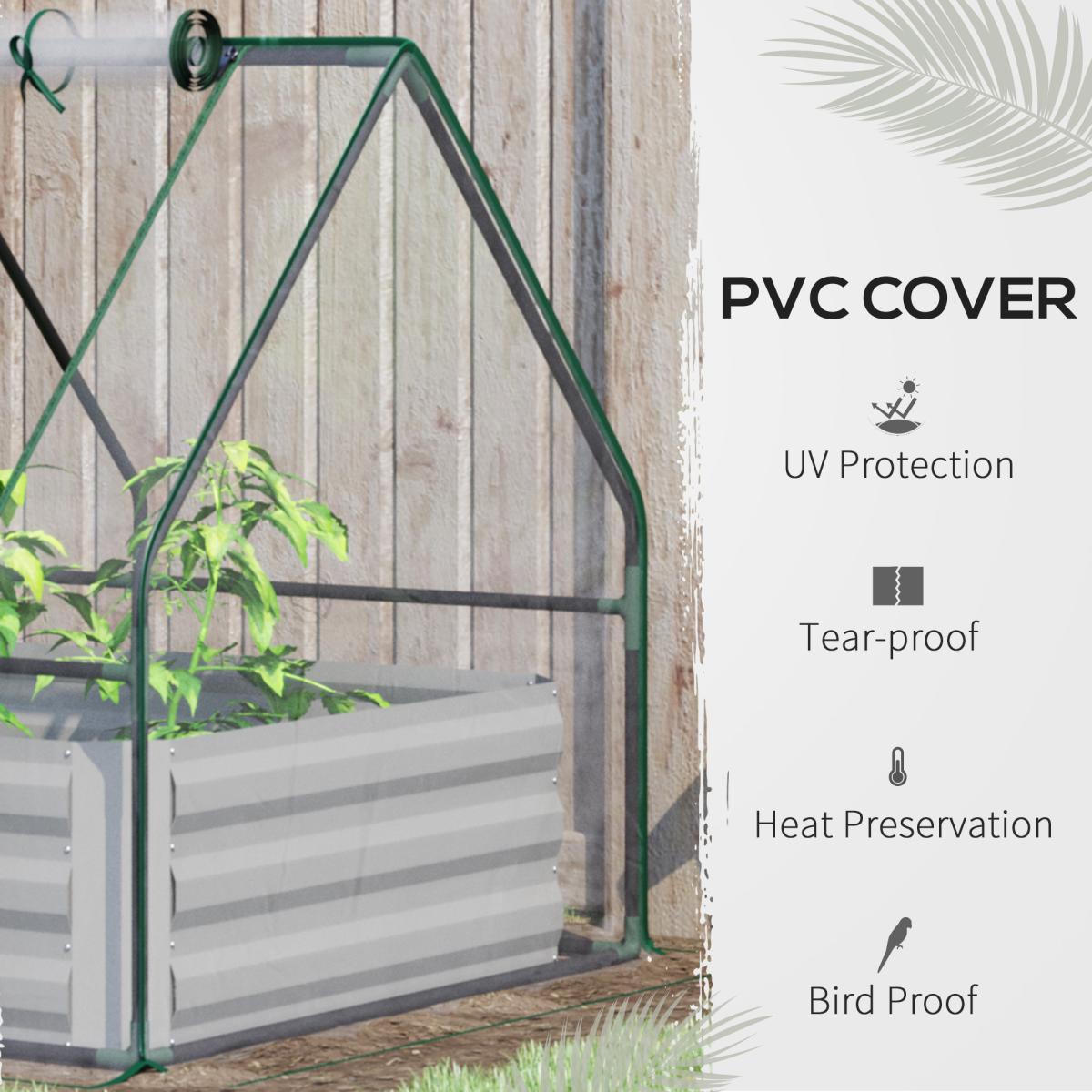 Outsunny 2-in-1 Steel Raised Garden Bed with Greenhouse Cover, Clear