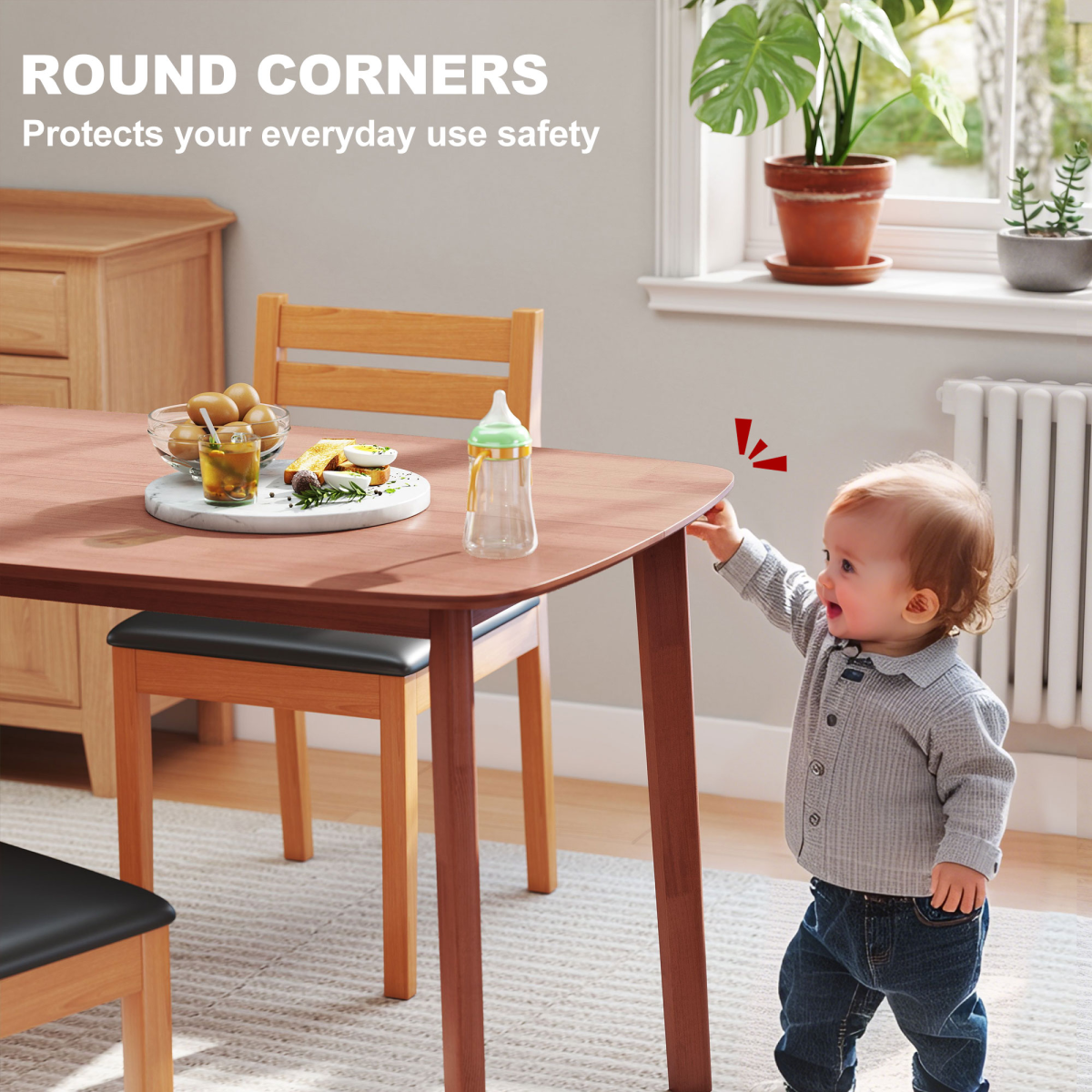 HOMCOM 150cm Rectangular Dining Table, Solid Wood Frame, Light Brown