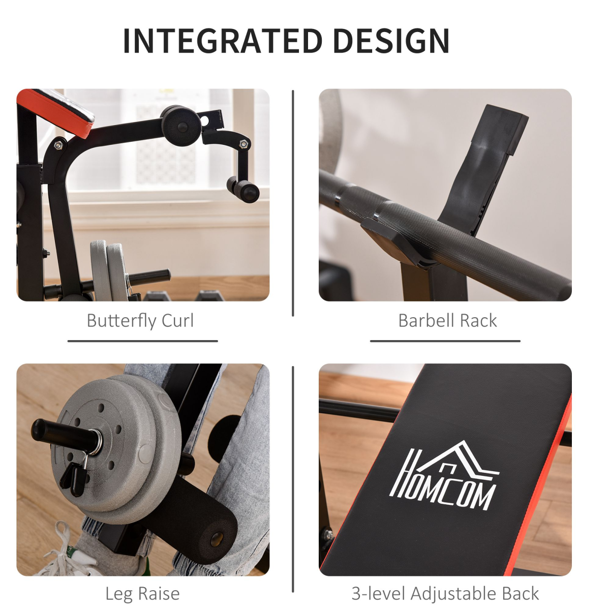 Multi-Function Adjustable Weight Training Bench with Barbell Rack
