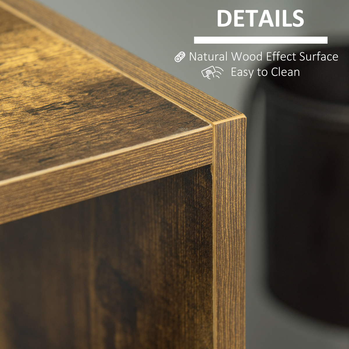 Industrial Style 3-Tier Storage Shelf Bookcase, Rustic Brown