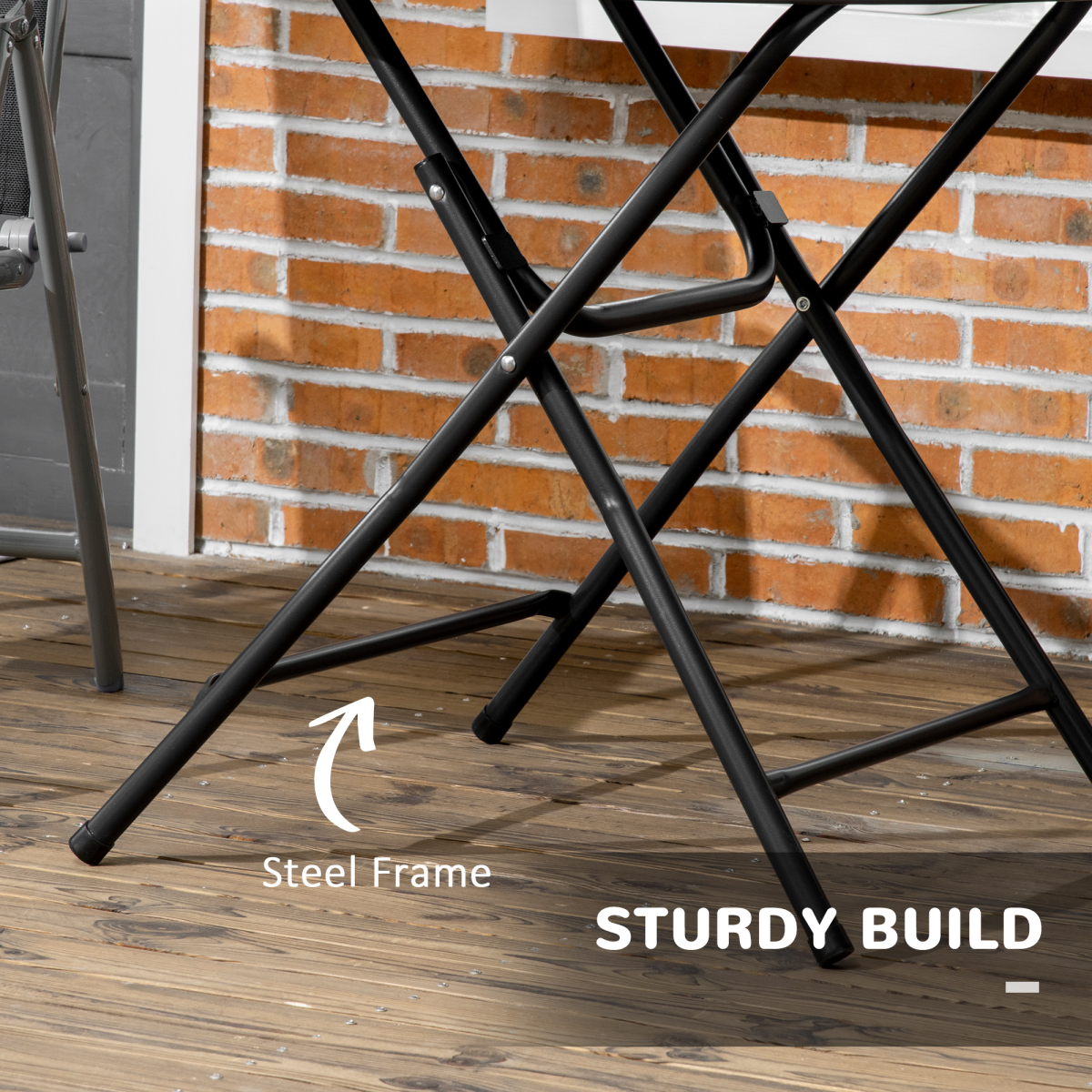 Outsunny Folding Round Garden Table for 4, Steel Frame