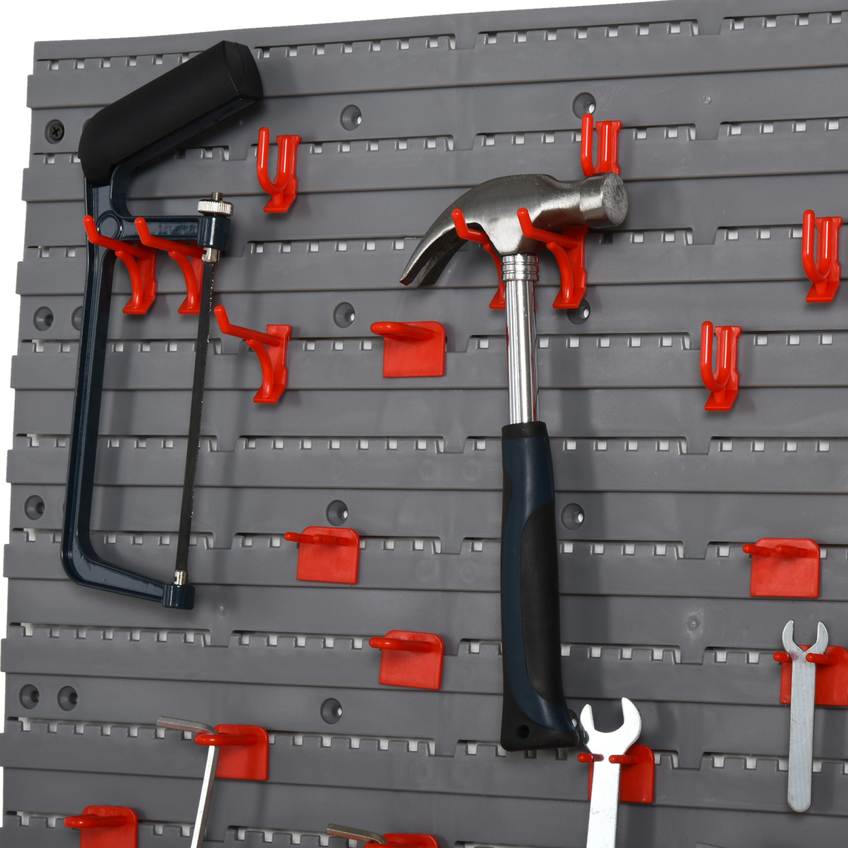 DURHAND Wall Mounted Garage Tool Organiser Unit with 54 Holes and 50 Pegs