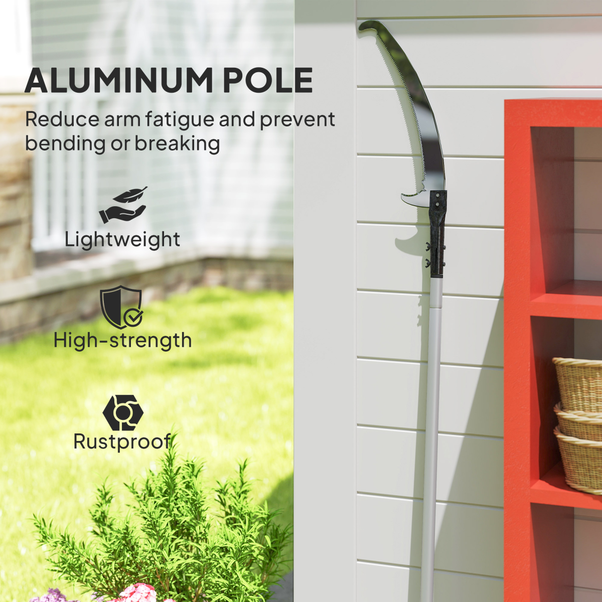 Outsunny Telescopic Tree Pruner, Long Reach 1.8-2.9 m, Aluminium Pole