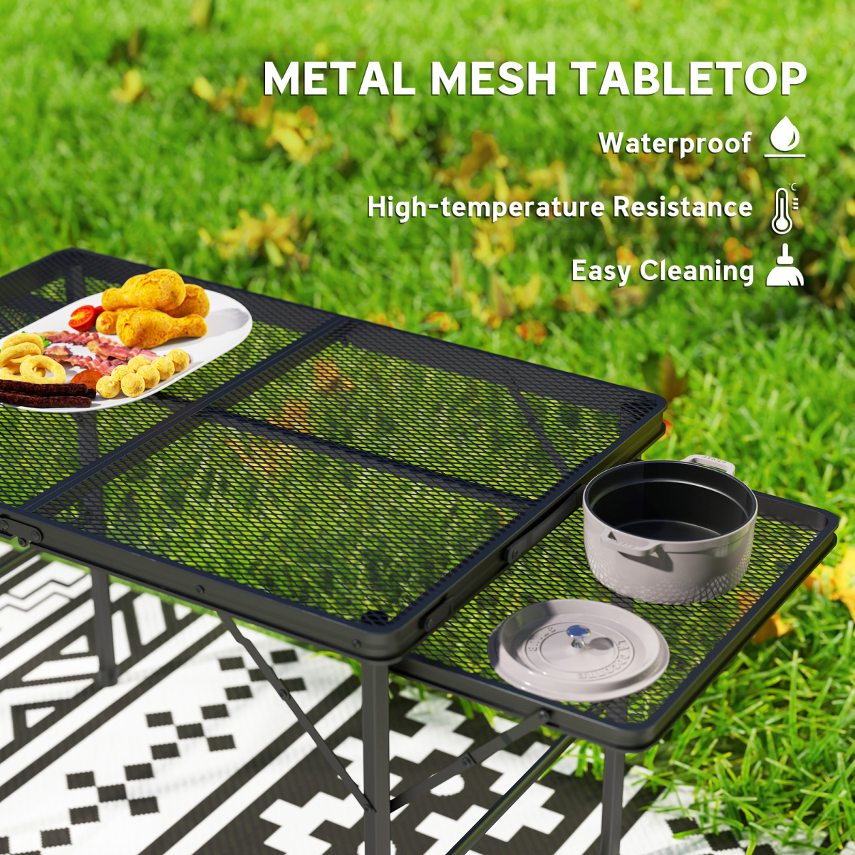 Outsunny 4.5ft Portable Foldable Height Adjustable Picnic Table