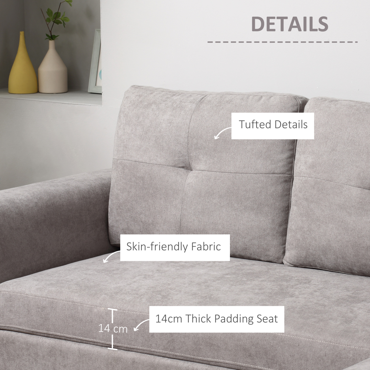 Linen-Look L-Shaped Sofa Bed with Storage, Grey
