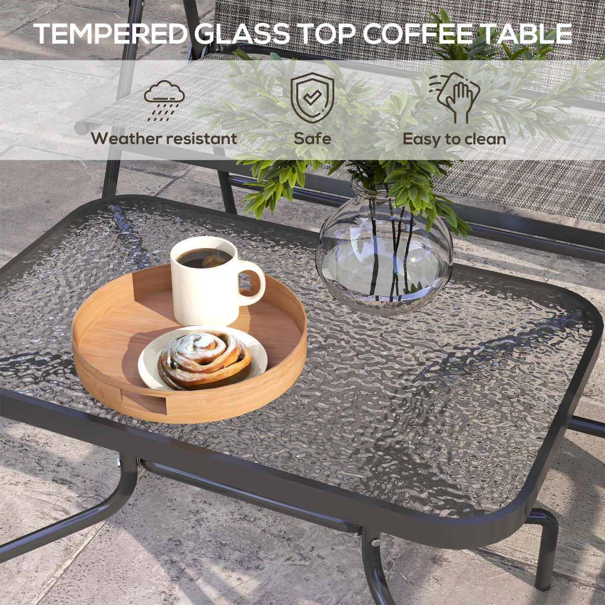 Outsunny 4-Piece Patio Furniture Set with Side Table, 2 Armchairs and Loveseat, Foldable Chairs