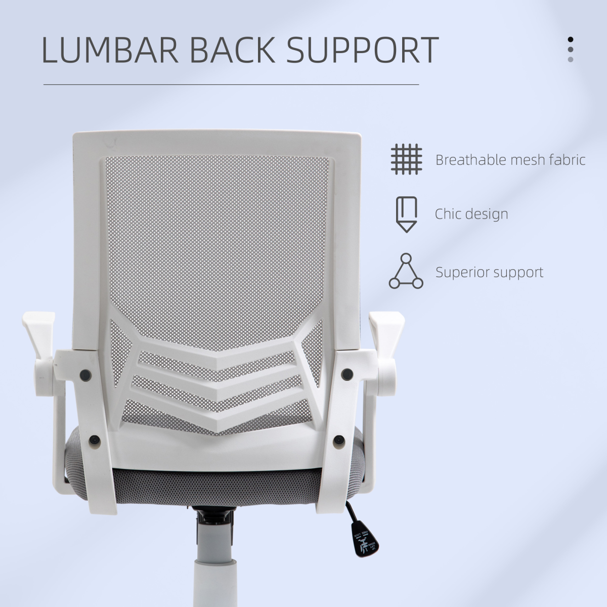 Grey Mesh Swivel Office Chair with Lumbar Support, Adjustable Home Office Task Chair, Grey/White, Unbranded