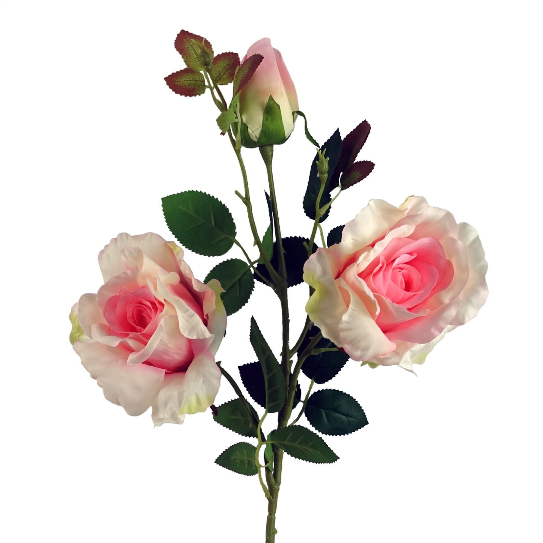 Leaf Pack of 6 Artificial Pink Rose Stems, 80cm, 18 Flowers