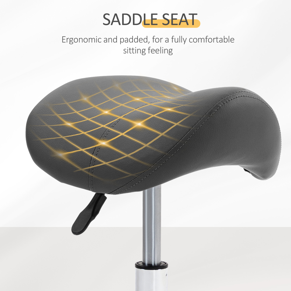 HOMCOM Adjustable Rolling Saddle Stool for Salon, Spa, Grey