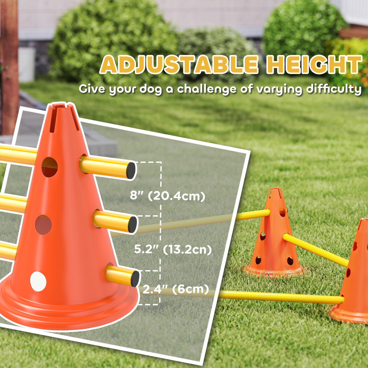 PawHut 3-Piece Adjustable Dog Agility Jump Set Training Obstacles