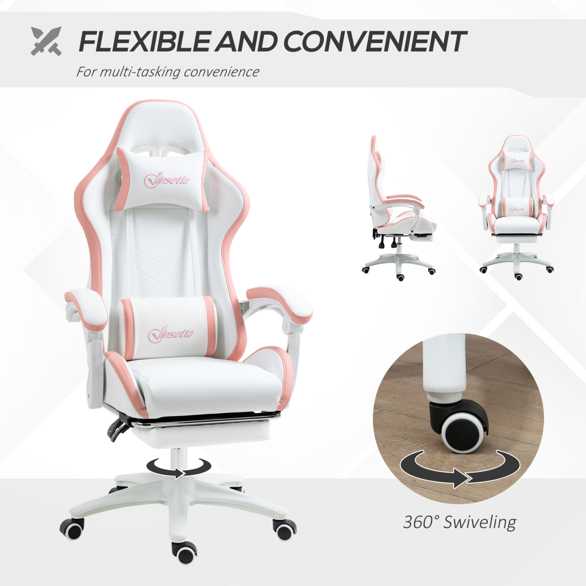 Vinsetto Faux Leather Gaming Chair with Reclining Back & Footrest