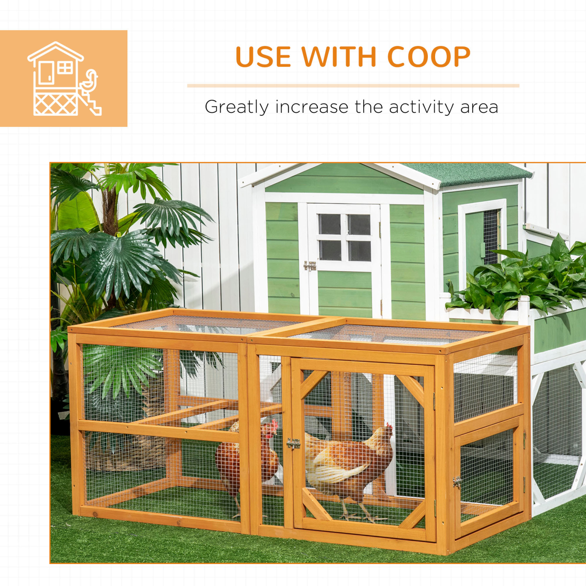 PawHut Wooden Chicken Coop with Perches and Lockable Doors for 2-4 Chickens