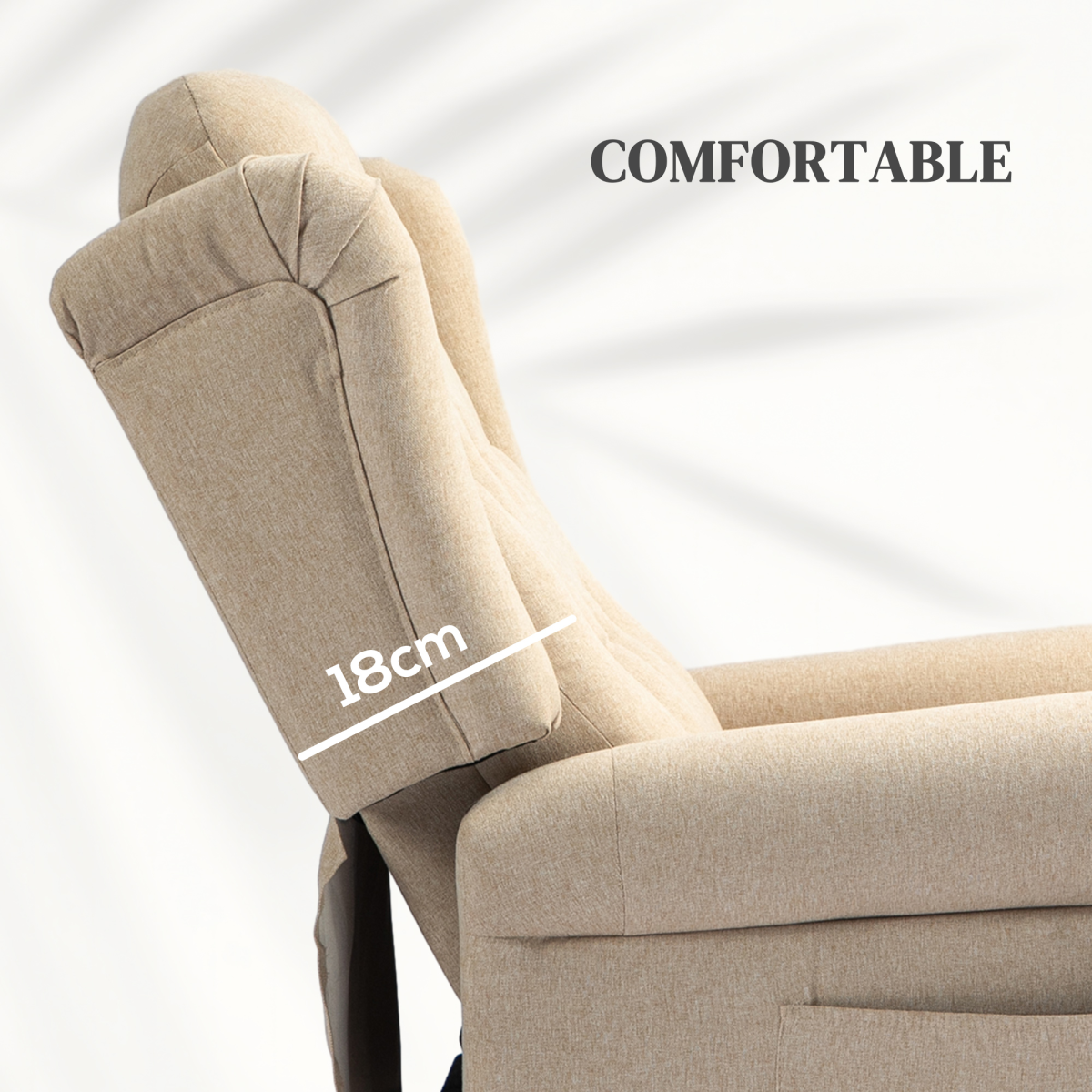 HOMCOM Beige Power Lift Recliner Armchair, Wingback, Button Tufted