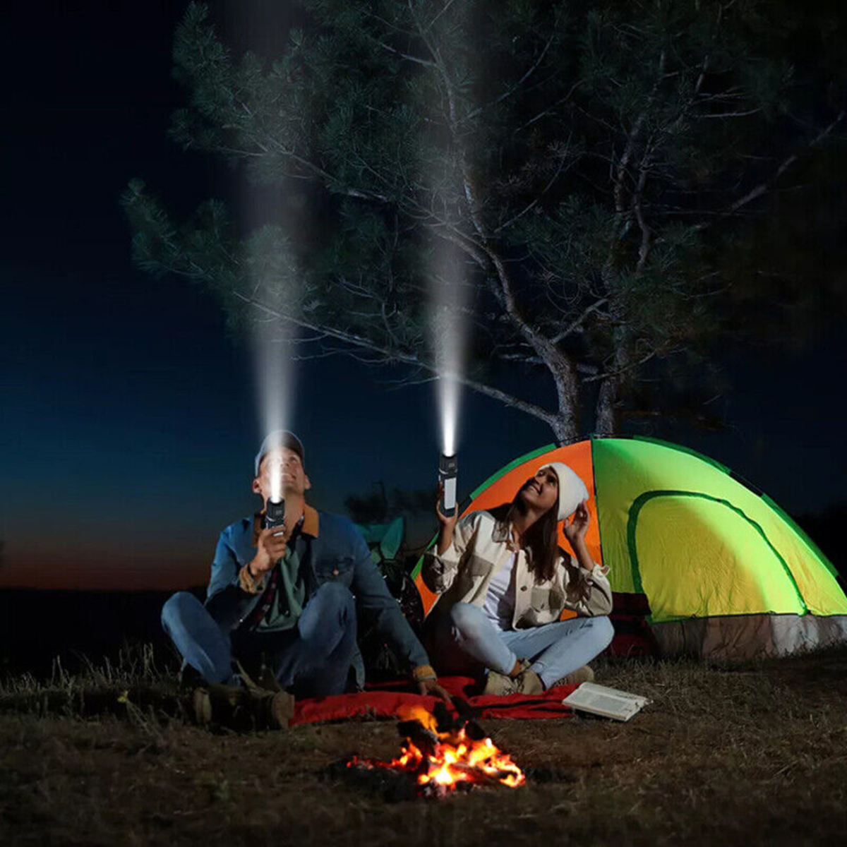 (2 pack)Rechargeable Foldable LED Camping Lantern Light Outdoor Camping Hiking Flashlight Work Light Camping Lantern Light