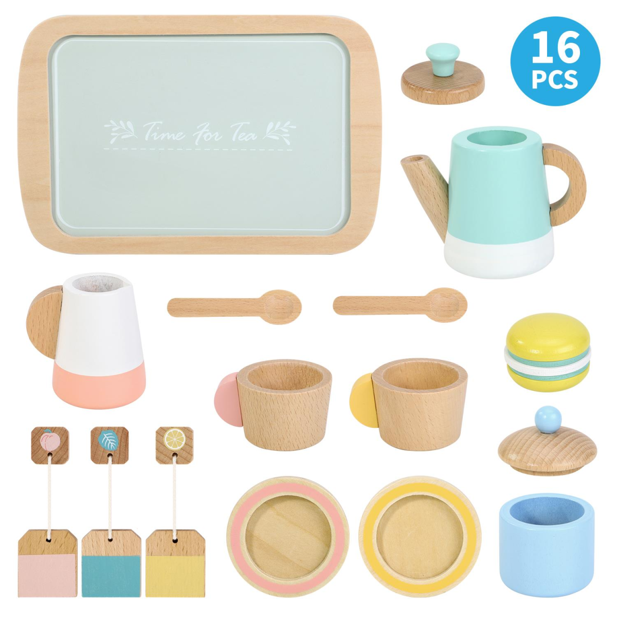 SOKA Play Imagine Learn Pretend Play Tea Set, 16-Piece Complete Set