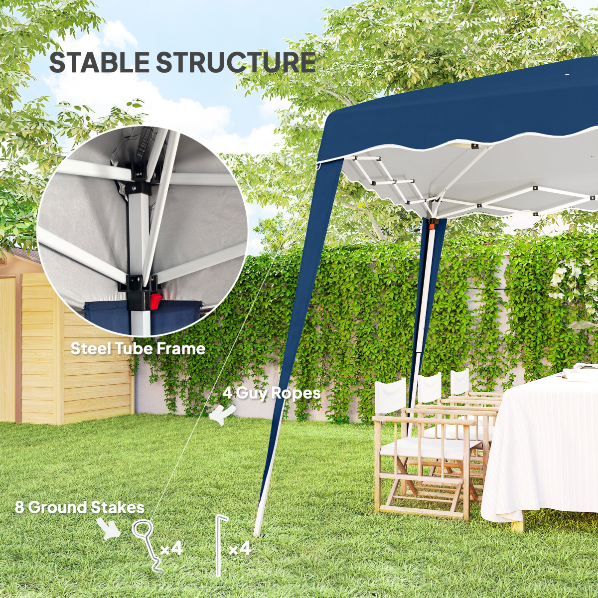 Outsunny 2.5m x 2.5m Pop Up Gazebo Tent, Water-Resistant, Blue